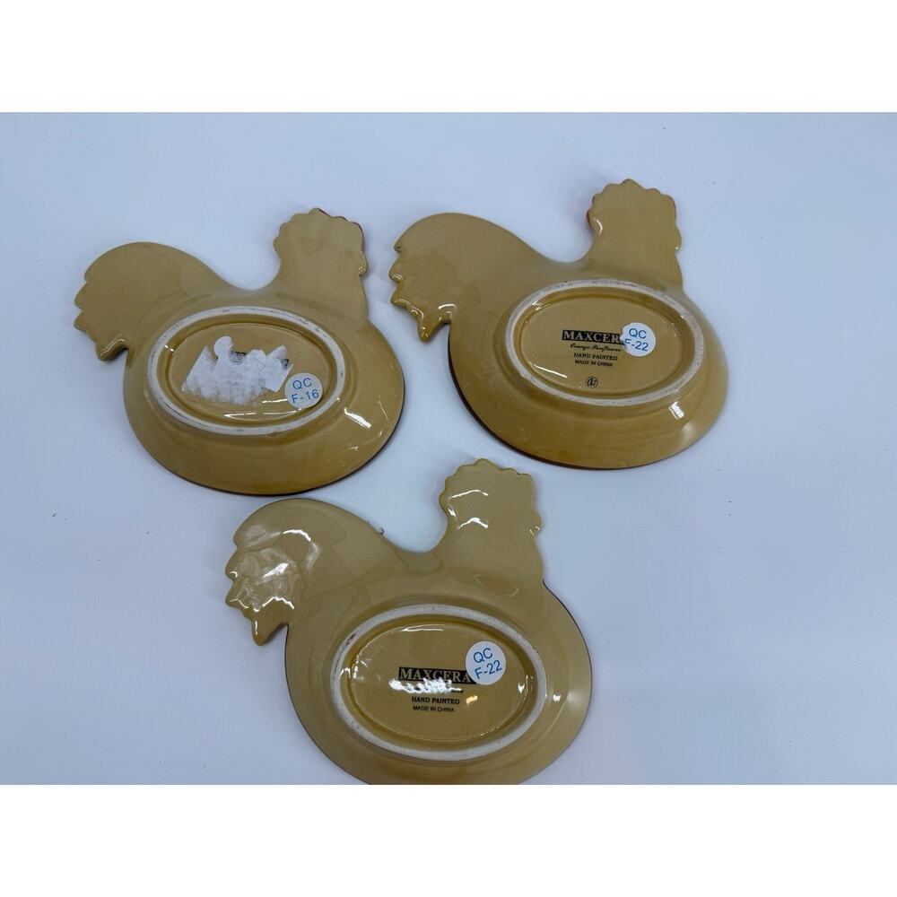 Maxcera Corp RED ROOSTER Set/3 Plates EXCELLENT UNUSED Ruffled - Picture 5 of 5